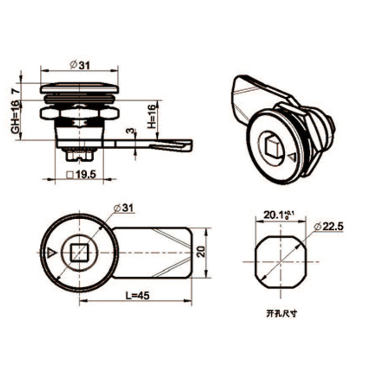 Låg Værktøjstype Cam Lock-A6018