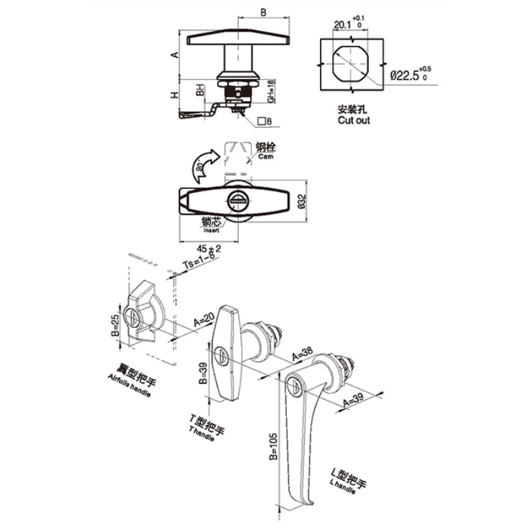 Vingegreb Type Cam Lock-A6091