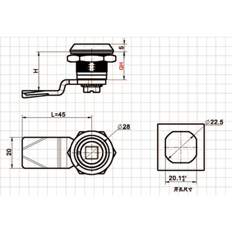 Amerikansk standardværktøjstype Cam Lock-A6301